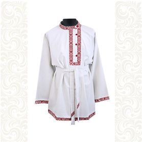 Косоворотка Оберег, лен белый с красным- фото 1