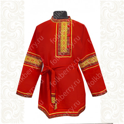 Косоворотка Русич, красный габардин с желтым- фото 1