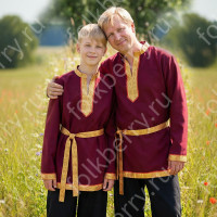 Рубаха Молодецкая, бордовый габардин